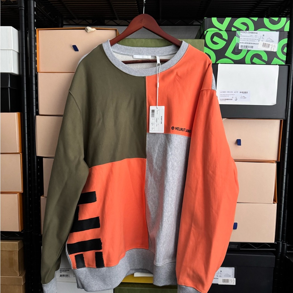 Helmut Lang Patchwork Split Logo Sweatshirt